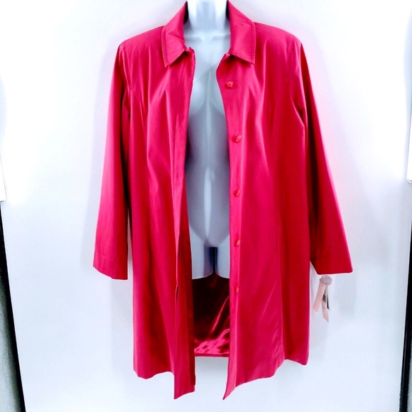 Jones New York Jackets & Blazers - Jones New York Women Trench Coat Single Breast Barbiecore Pink Cotton Blend Sz L